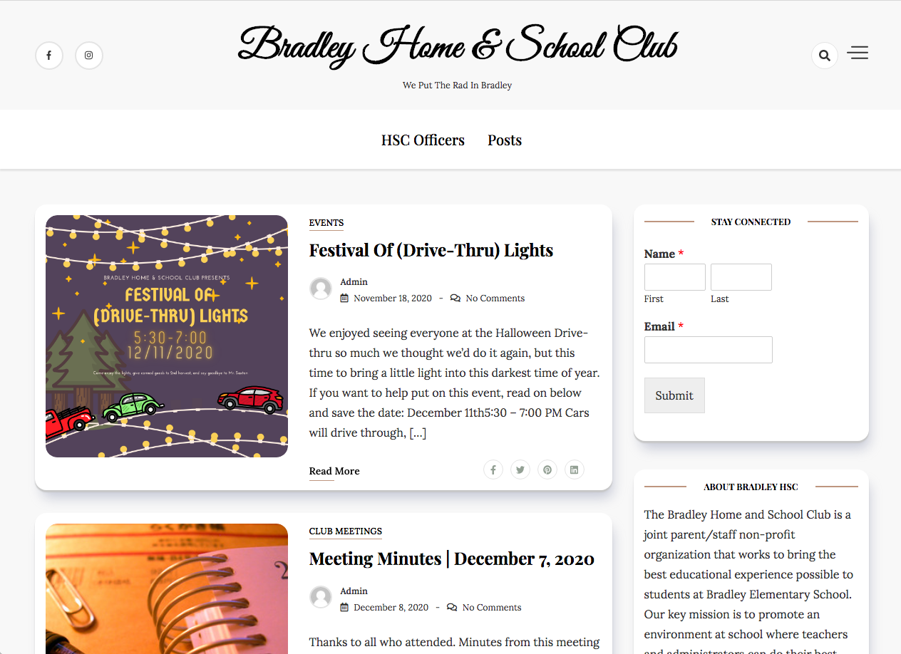 Home and School club website